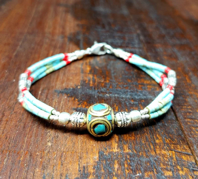 boho chic bracelets for women-Tibetan Turquoise Azura Bracelet