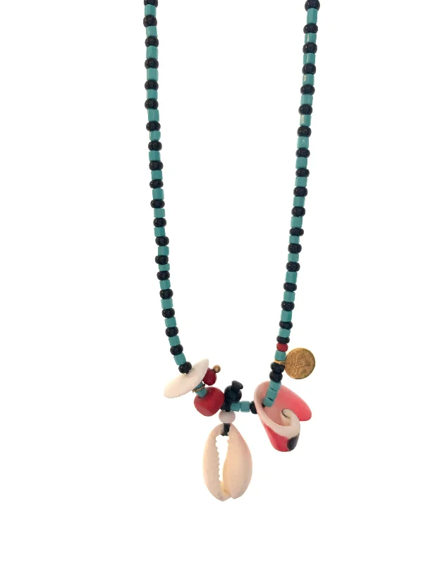 designer necklaces for women-Blue shell long necklace