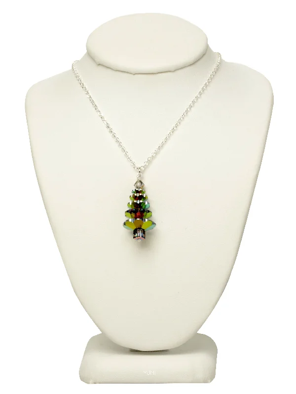 simple gold necklaces for women-Evergreen Crystal Tree Necklace - LARGE