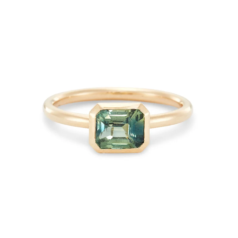 SOLD The James, East-West Green Sapphire Engagement Ring, 1.50 Carats