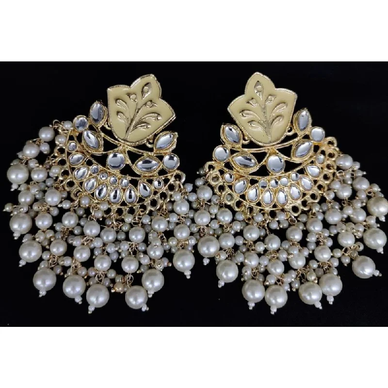 gold diamond earrings for women-Akruti Collection Gold Plated Meenakari Dangler Earrings