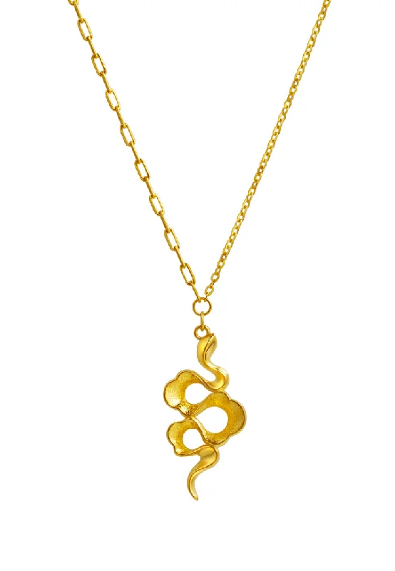 elegant heart necklaces for women-TOMEI x XIFU 【万物有灵】The Essence Of Nature Necklace, Yellow Gold 999