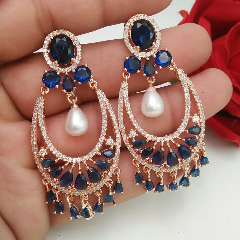 chandelier drop earrings for women-Manisha Jewellery Rose Gold Plated AD Stone Dangler Earrings