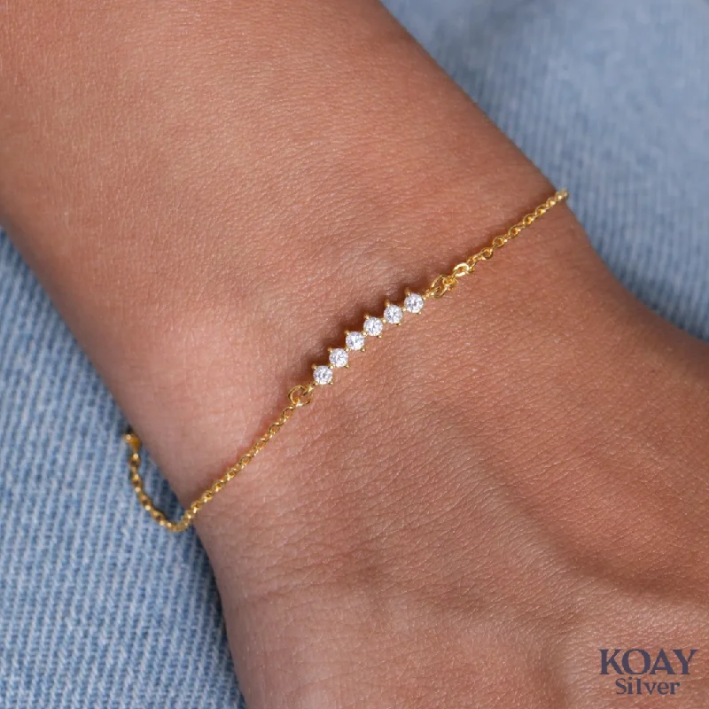 minimalist bracelets for women-Zircon (012) Gold Plated Bracelet