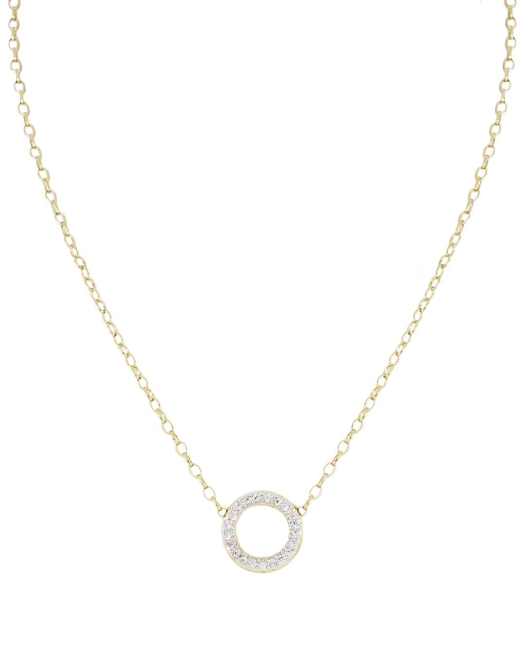 matching necklaces for women-Aldrava Circle Pavé Necklace Gold 16-18" Chain