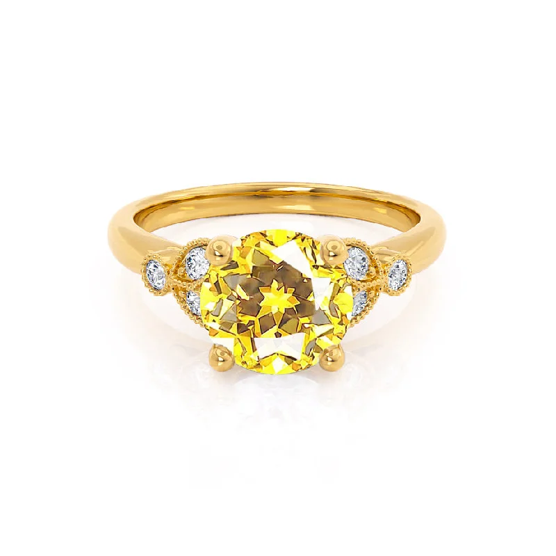 DELILAH - Chatham® Round Yellow Sapphire 18k Yellow Gold Shoulder Set Ring