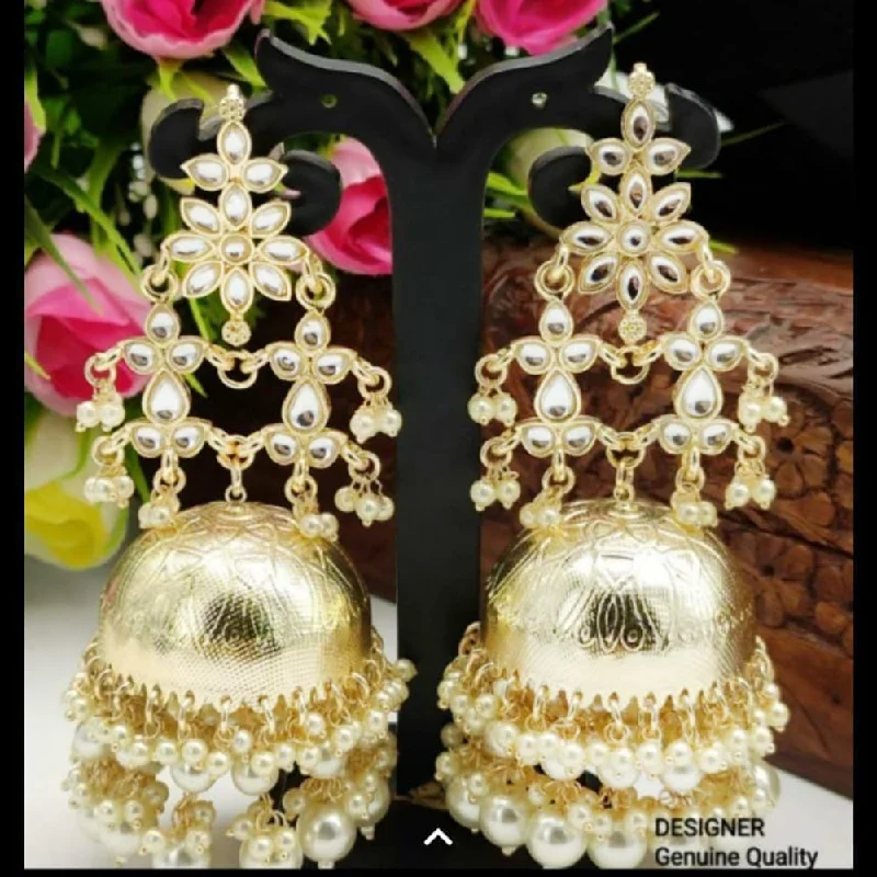 luxury crystal earrings for women-Lucentarts Jewellery Gold Plated Jhumki Earrings