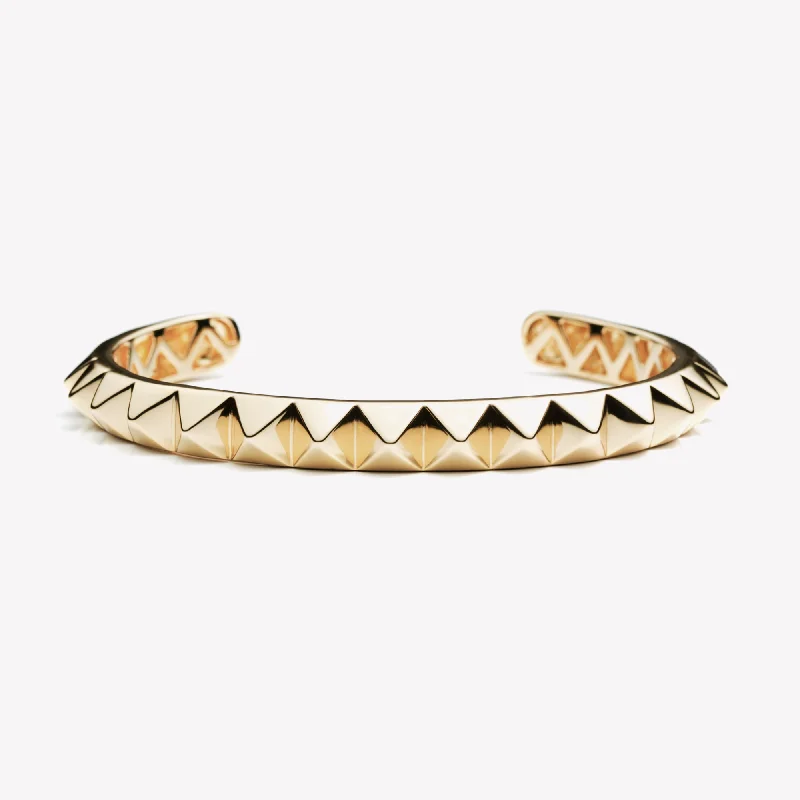 sterling silver bangles for women-PYRAMID CUFF