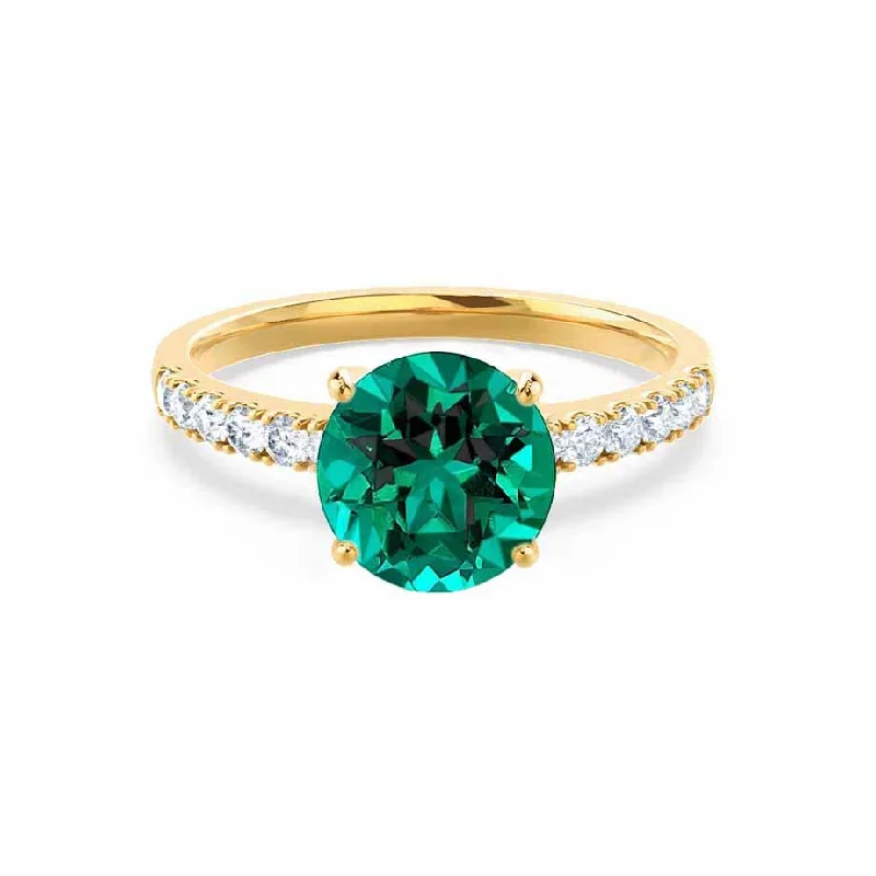 GISELLE - Chatham® Emerald & Diamond 18k Yellow Gold Ring