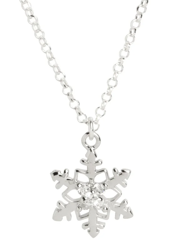 trendy necklaces for women-Holiday Snowflake Necklace