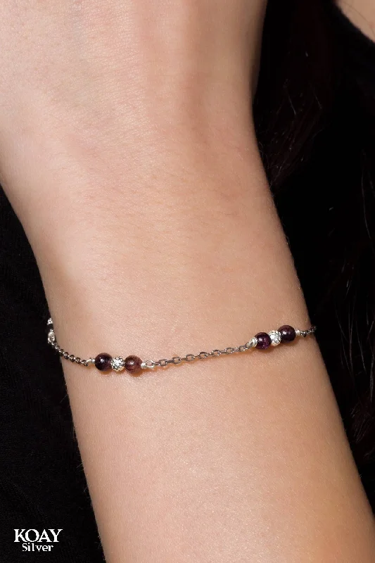 cuff bracelets for women-Balls & Brown Stones Bracelet