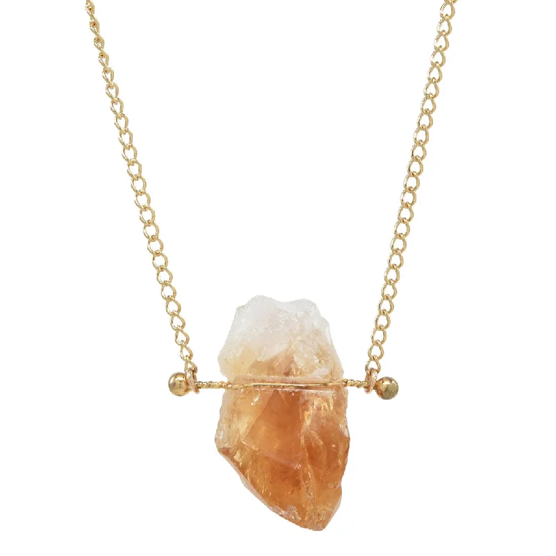 romantic gift necklaces for women-Amulet Rough Citrine Necklace