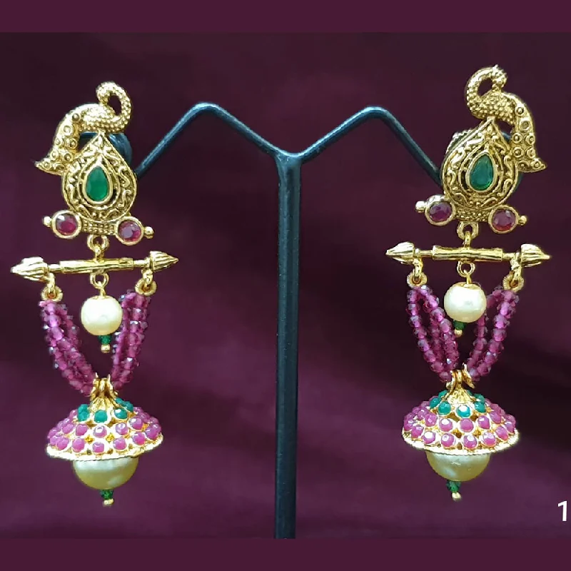 gold dangle earrings for women-Neepa Jewells Copper Gold Jhumki Earrings