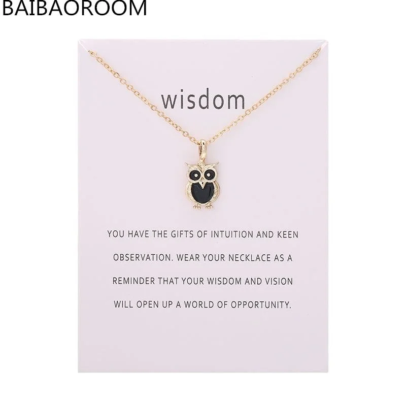 long necklaces for women-Wisdom Owl Pendant Necklace Jewelry Gift For Women