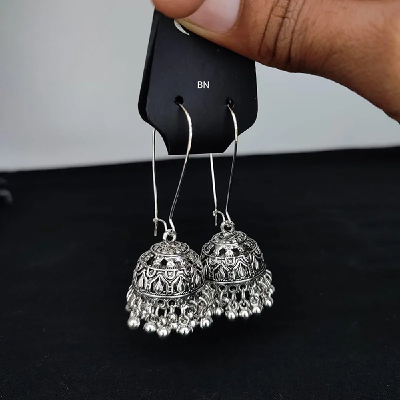 luxury drop earrings for women-Lucentarts Jewellery Silver Plated Jhumki Earings