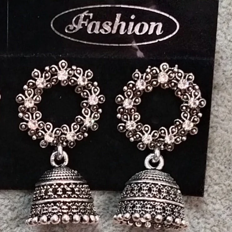 adjustable earrings for women-Tahura Oxidised Plated Jhumki Earrings