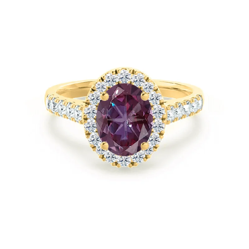 ROSA - Chatham® Alexandrite & Diamond 18K Yellow Gold Halo