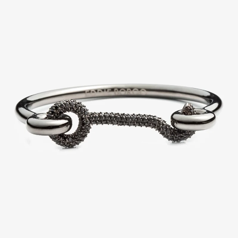 elegant bracelets for women-PAVÉ DOOR LATCH CUFF