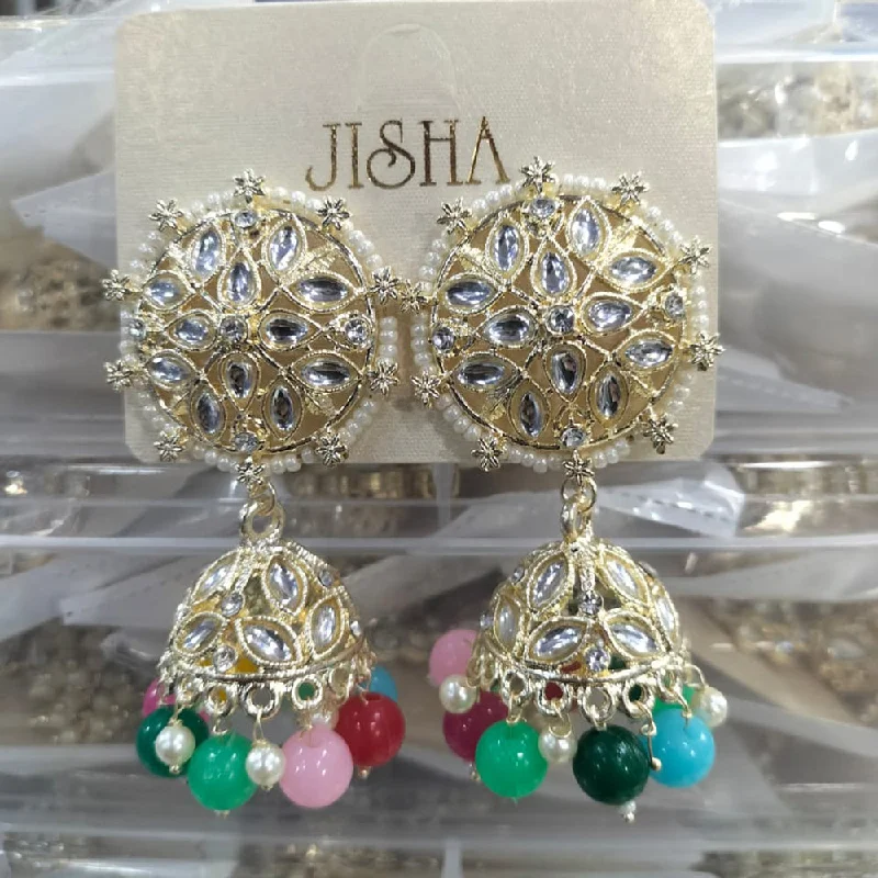 chic drop earrings for women-Manisha Jewellery Gold Plated Austrain Stone  Jhumki Earrings