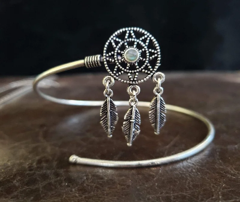 diamond bracelets for women-Labradorite Dream Catcher Arm Cuff