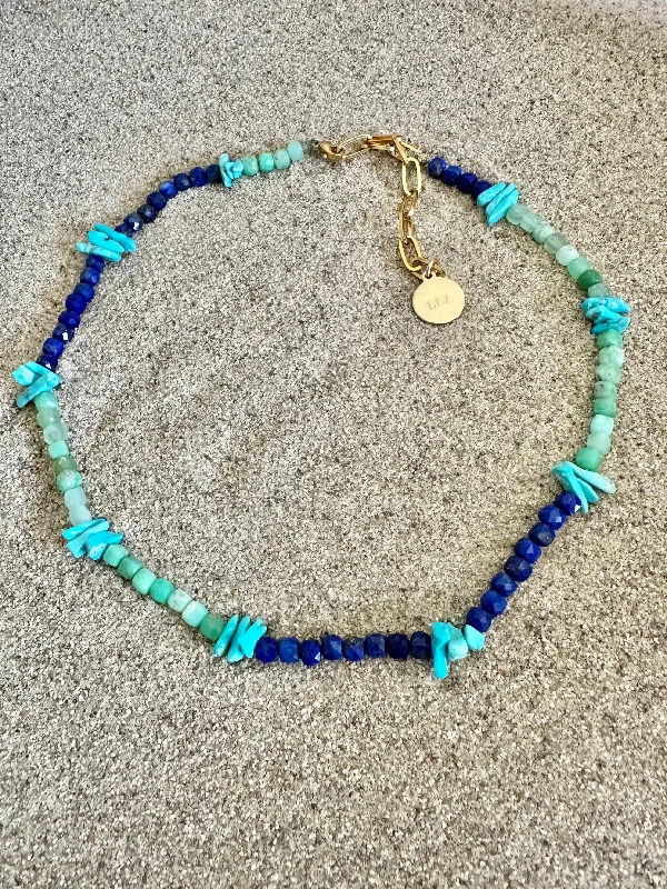 layered necklaces for women-Ocean Blues Lux Necklace  - Water Resistant