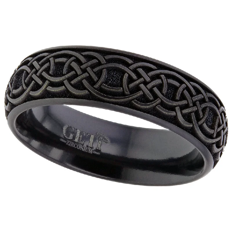 antique engagement rings for women-Zirconium Celtic Knotwork Ring - 4004B-CLK1