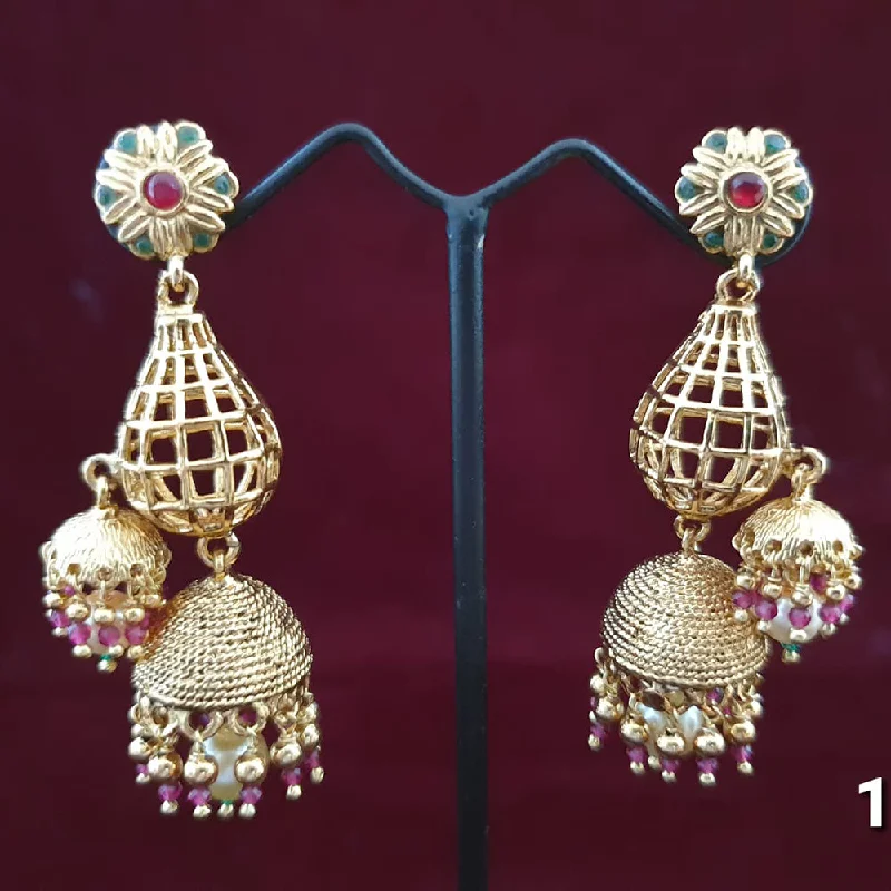 elegant pearl earrings for women-Neepa Jewells Copper Gold Jhumki Earrings