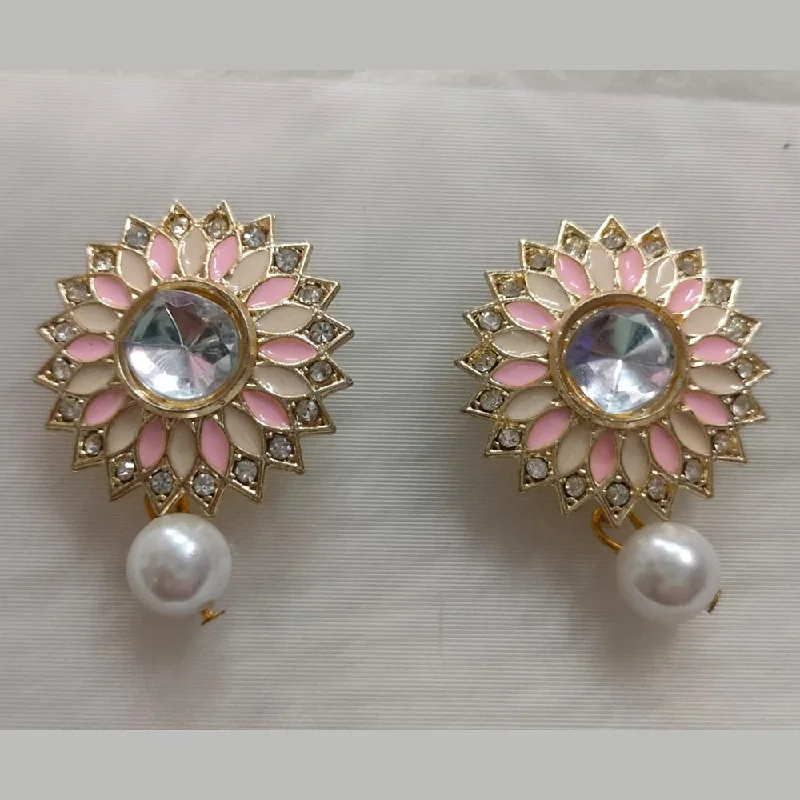 crystal earrings for women-Khushboo Jewellers Gold Plated Stud Earrings (Assorted Color)