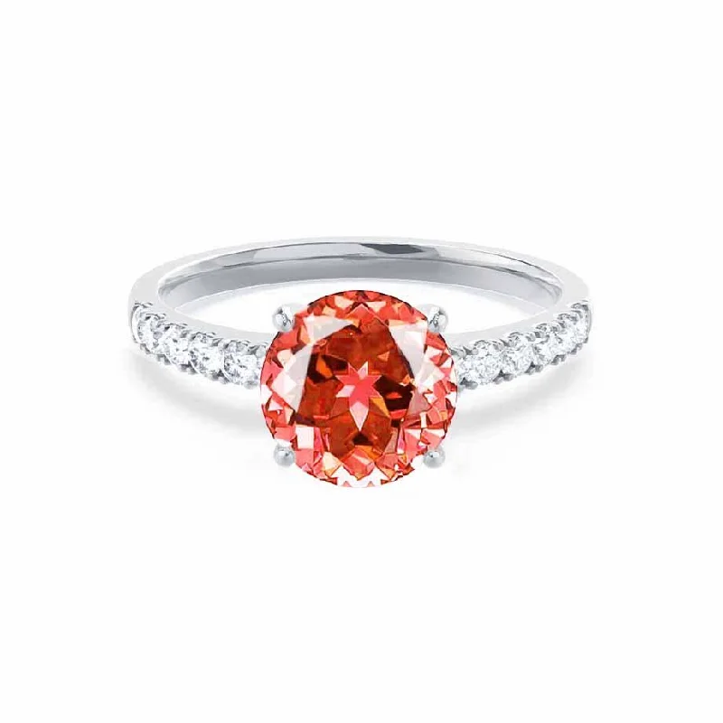 GISELLE - Chatham® Padparadscha Sapphire & Diamond 18k White Gold Ring