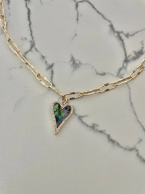 butterfly necklaces for women-Abalone Heart Necklace