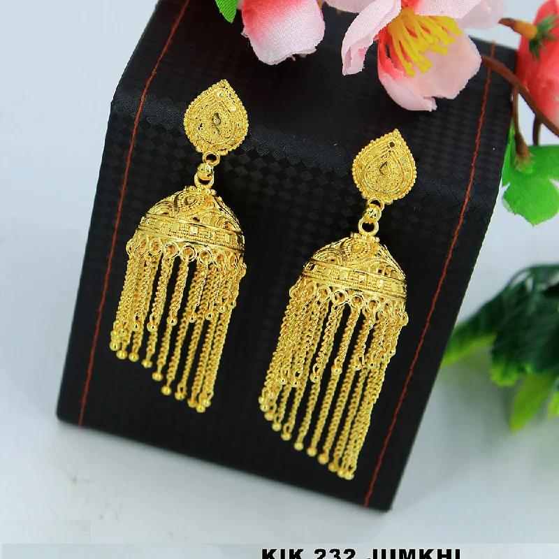 drop earrings for women-Mahavir Gold Plated Jhumki Earrings