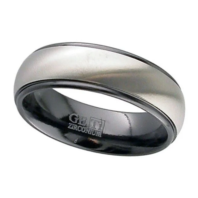 unique gemstone engagement rings for women-Relieved Black Zirconium Ring - 4005RB