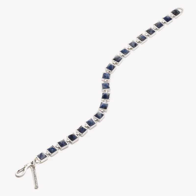 luxury bracelets for women-PYRAMID TENNIS BRACELET - LAPIS LAZULI