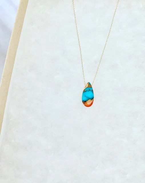 elegant gold necklaces for women-Mini Archipelago Oyster Turquoise Necklace