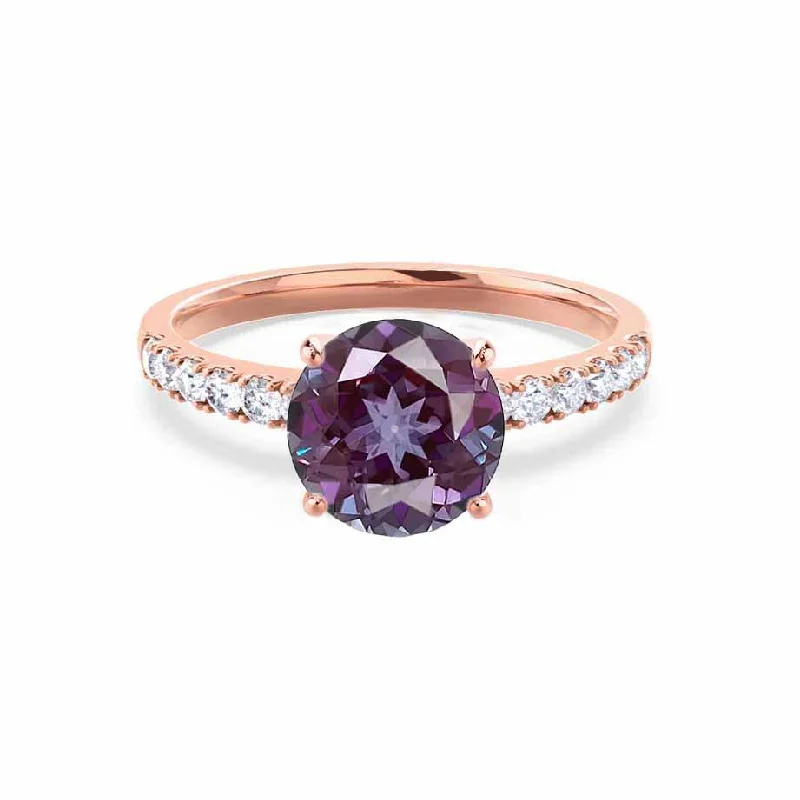 GISELLE - Chatham® Alexandrite & Diamond 18k Rose Gold Ring