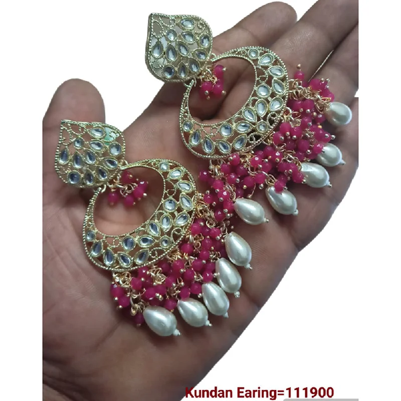 cute earrings for women-Padmawati Bangles Gold Plated Kundan Stone Dangler Earrings