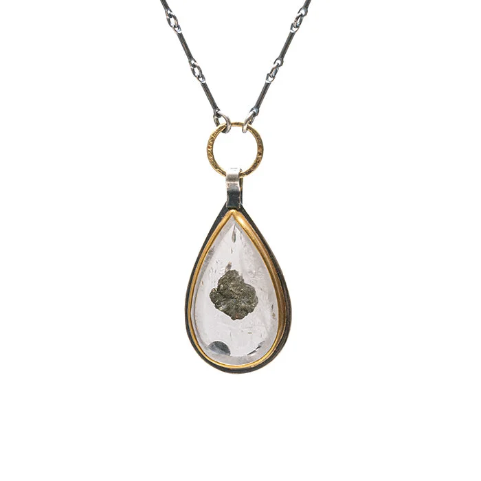 crystal pendant necklaces for women-Pyrite in Quartz Necklace