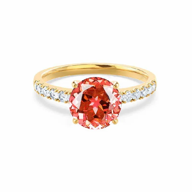 GISELLE - Chatham® Padparadscha Sapphire & Diamond 18k Yellow Gold Ring