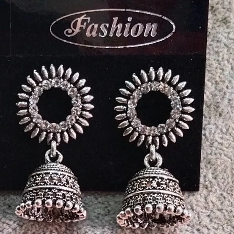 modern stud earrings for women-Tahura Oxidised Plated Jhumki Earrings