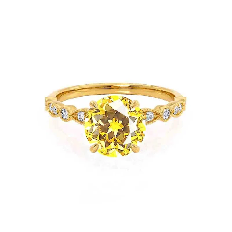 HOPE - Chatham® Round Yellow Sapphire 18k Yellow Gold Shoulder Set Ring