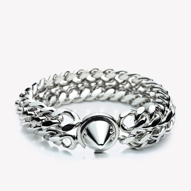 modern bangles for women-MENS PEAKED CHAIN CUFF