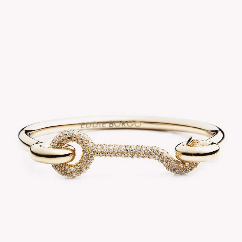 exclusive gold bracelets for women-PAVÉ DOOR LATCH CUFF