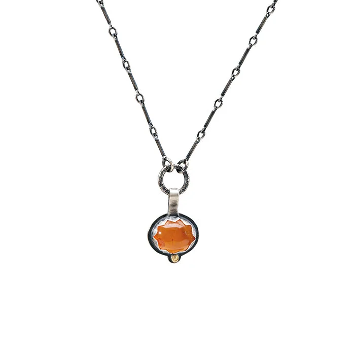 colorful necklaces for women-Carnelian Necklace - Sterling + 18k Gold