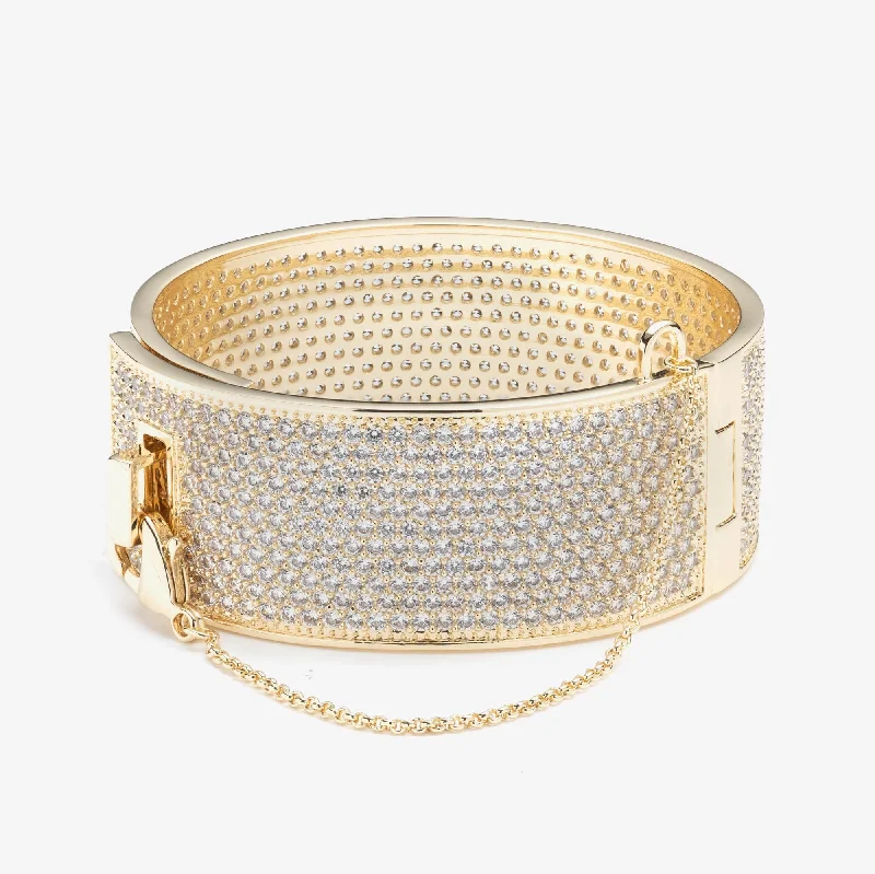 classic bangles for women-PAVÉ SAFETY CHAIN CUFF