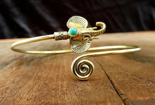 pearl bangles for women-Turquoise Elephant Arm Cuff