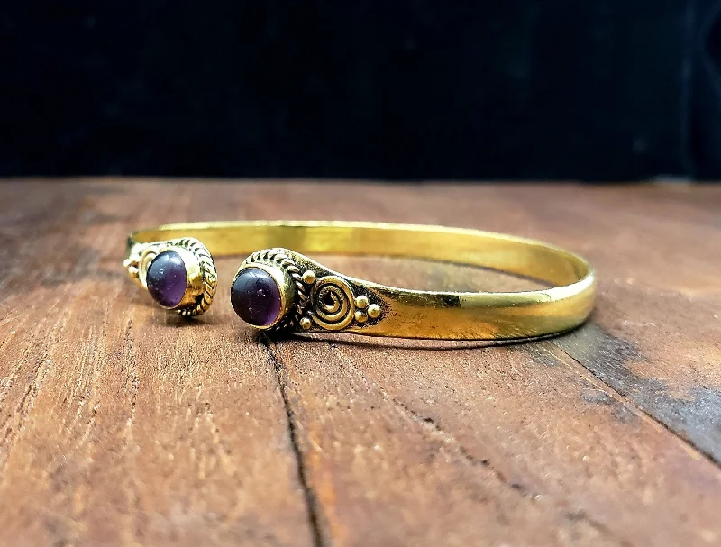 boho bangles for women-Amethyst Temple Bracelet