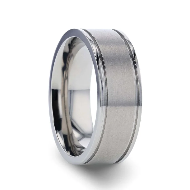 fine diamond engagement rings for women-FAIRFIELD | Titanium Ring Flat Satin