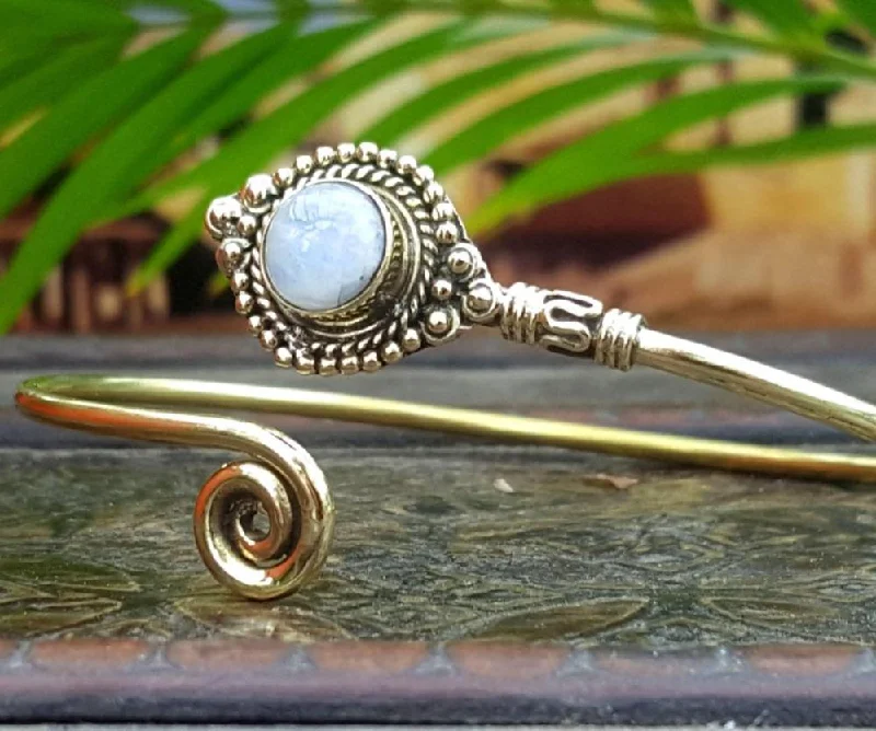 premium gold bangles for women-Moonstone Goddess Bracelet