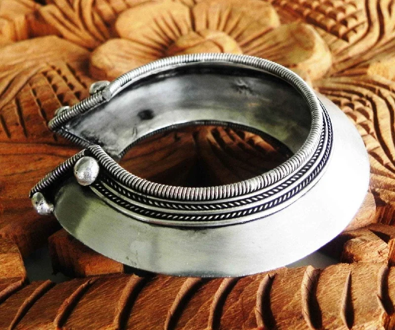 classic bangles for women-Hmong Disc Cuff Bracelet