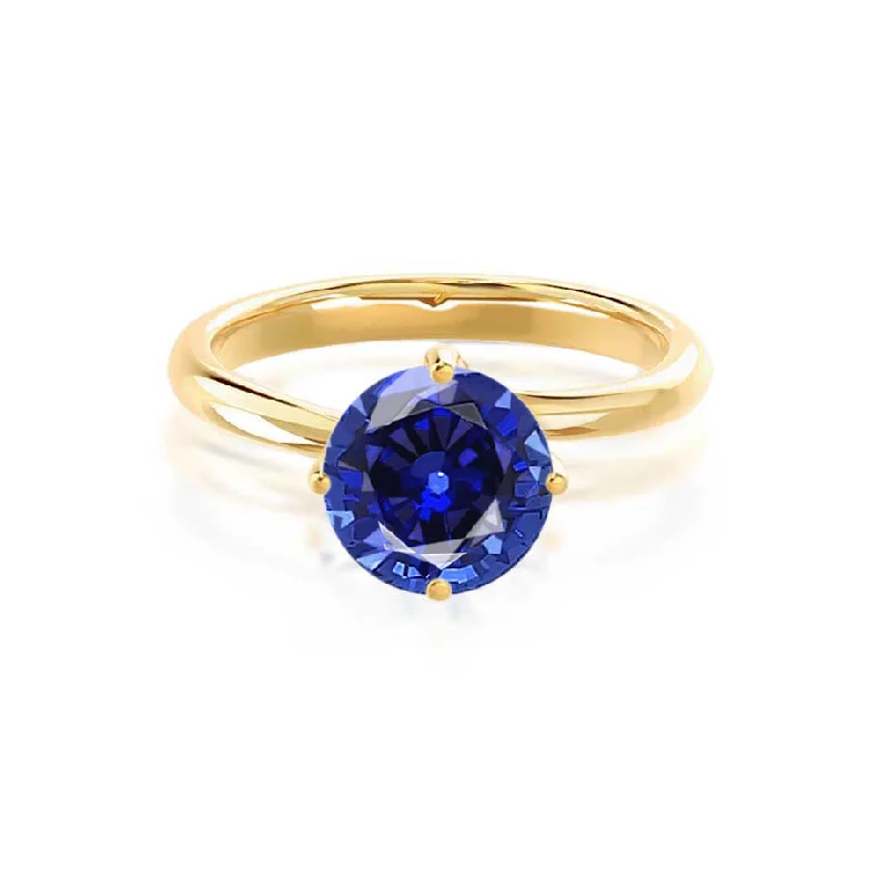 ANNORA - Chatham® Blue Sapphire 18k Yellow Gold Twist Solitaire Ring